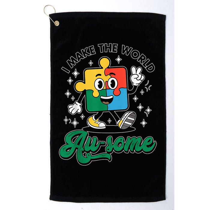 I Make The World Au-Some Autism Puzzle Boy Support Golf Towel