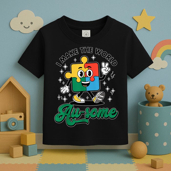 I Make The World Au-Some Autism Puzzle Boy Support Toddler T-Shirt