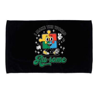 I Make The World Au-Some Autism Puzzle Boy Support Microfiber Hand Towel