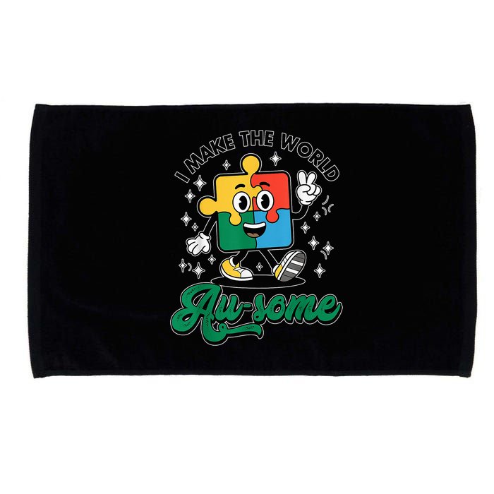 I Make The World Au-Some Autism Puzzle Boy Support Microfiber Hand Towel