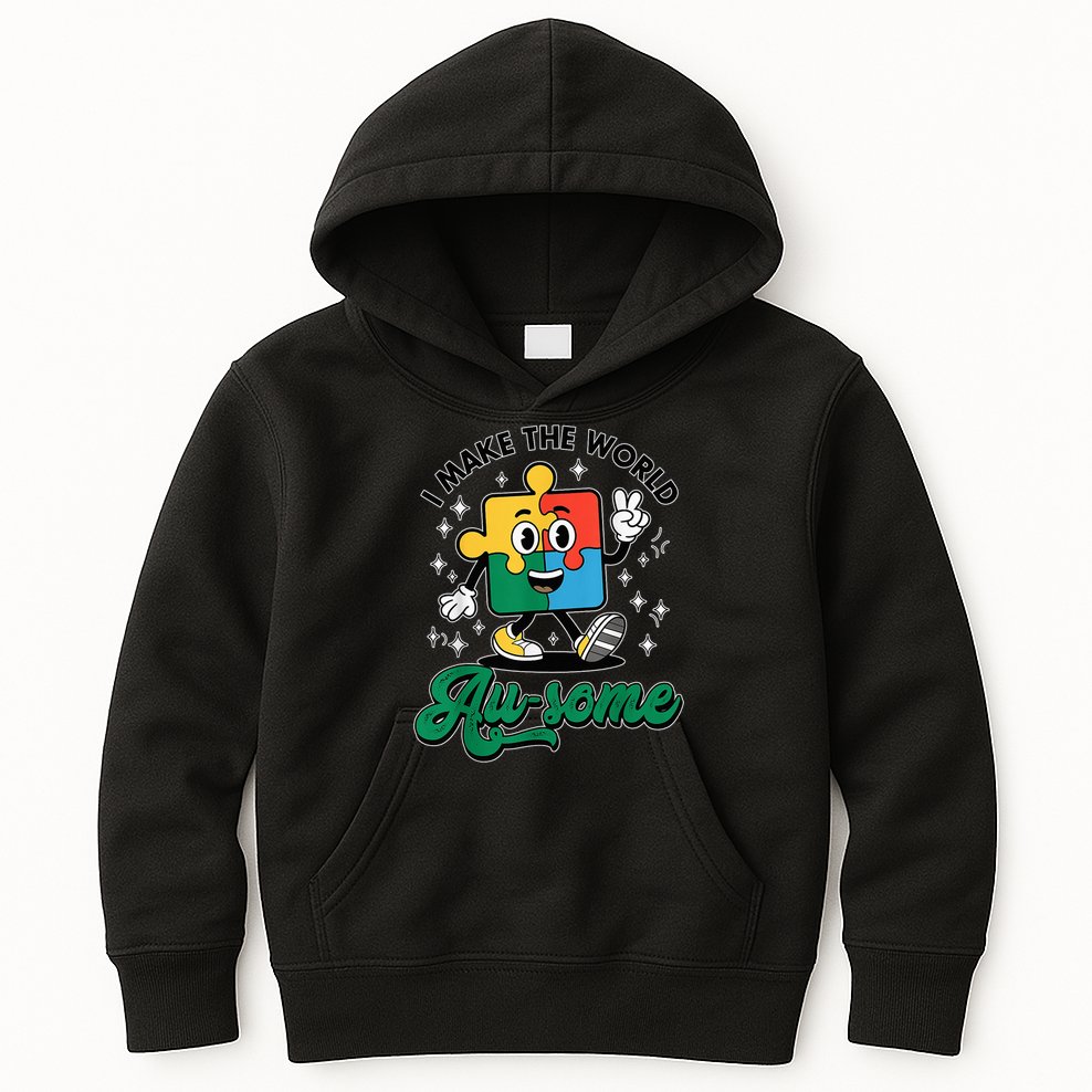 I Make The World Au-Some Autism Puzzle Boy Support Kids Hoodie