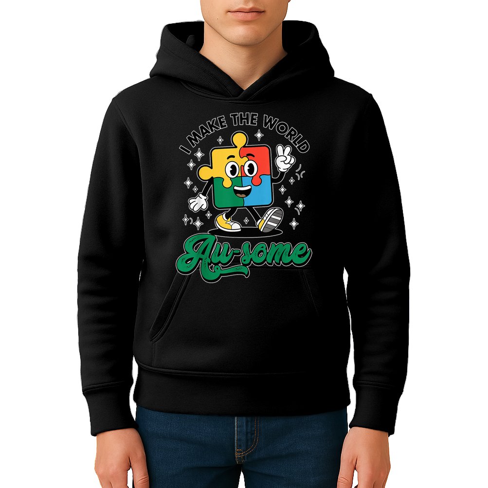 I Make The World Au-Some Autism Puzzle Boy Support Kids Hoodie