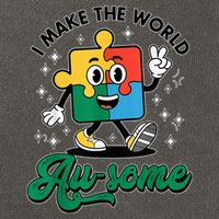 I Make The World Au-Some Autism Puzzle Boy Support Cotton Canvas Backpack