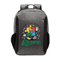 I Make The World Au-Some Autism Puzzle Boy Support Vector Backpack