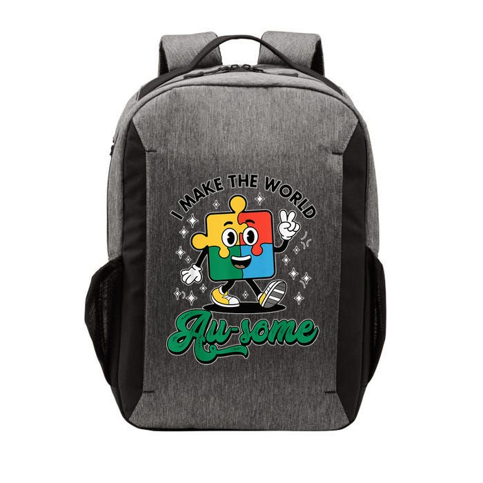I Make The World Au-Some Autism Puzzle Boy Support Vector Backpack