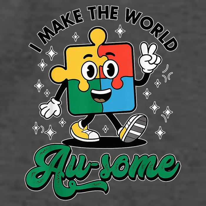 I Make The World Au-Some Autism Puzzle Boy Support Vector Backpack