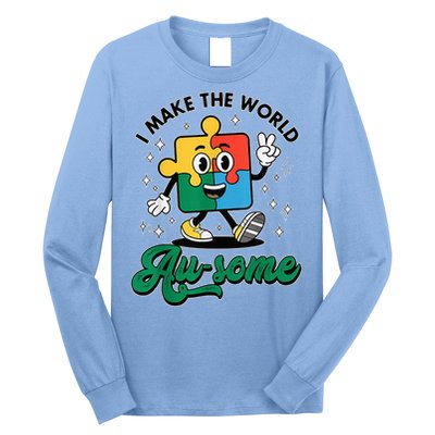 I Make The World Au-Some Autism Puzzle Boy Support Long Sleeve Shirt