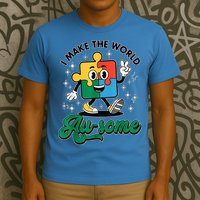 I Make The World Au-Some Autism Puzzle Boy Support T-Shirt