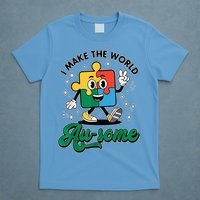 I Make The World Au-Some Autism Puzzle Boy Support T-Shirt