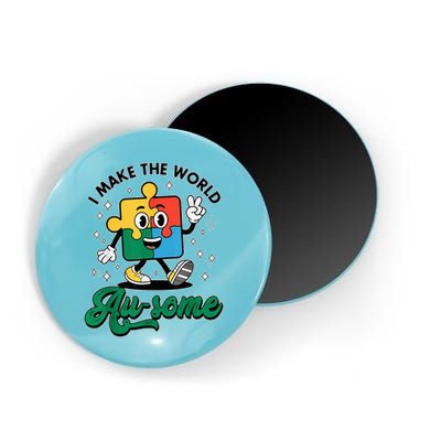 I Make The World Au-Some Autism Puzzle Boy Support Magnet