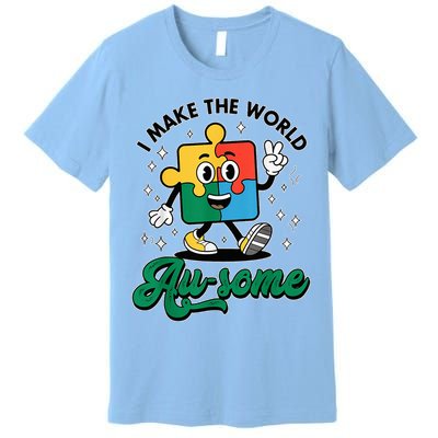 I Make The World Au-Some Autism Puzzle Boy Support Premium T-Shirt