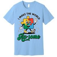 I Make The World Au-Some Autism Puzzle Boy Support Premium T-Shirt