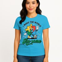I Make The World Au-Some Autism Puzzle Boy Support Womens T-Shirt