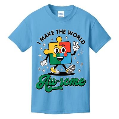 I Make The World Au-Some Autism Puzzle Boy Support Kids T-Shirt