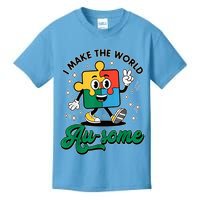 I Make The World Au-Some Autism Puzzle Boy Support Kids T-Shirt