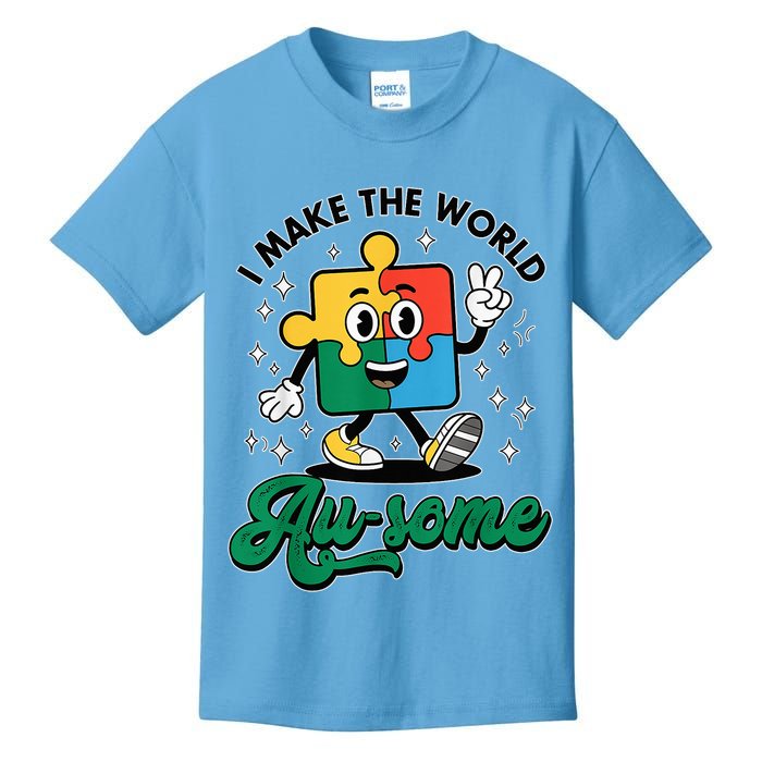 I Make The World Au-Some Autism Puzzle Boy Support Kids T-Shirt