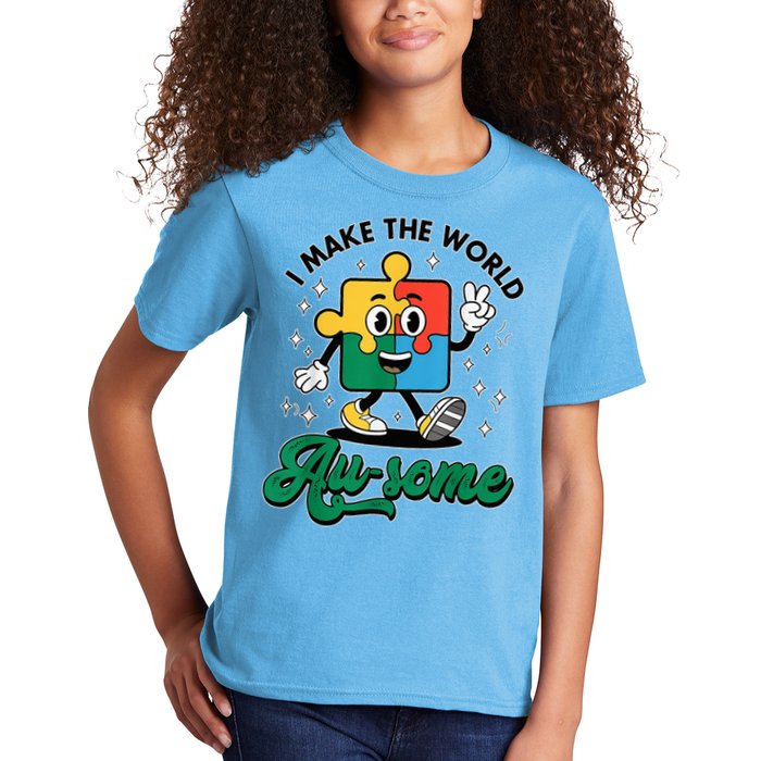 I Make The World Au-Some Autism Puzzle Boy Support Kids T-Shirt