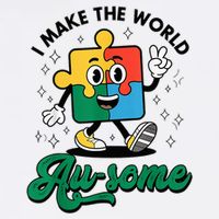I Make The World Au-Some Autism Puzzle Boy Support Garment-Dyed Sweatshirt