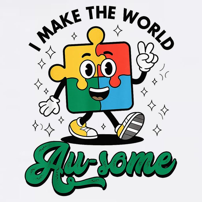 I Make The World Au-Some Autism Puzzle Boy Support Garment-Dyed Sweatshirt