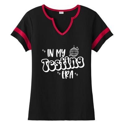 In My Testing Era, Funny Testing Teacher, Teaching Student Ladies Halftime Notch Neck Tee