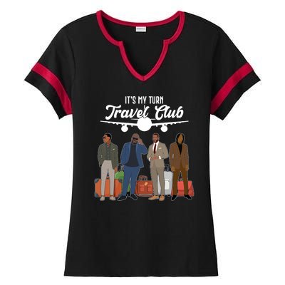 It's My Turn Travel Club Traveling Black African American Men Ladies Halftime Notch Neck Tee