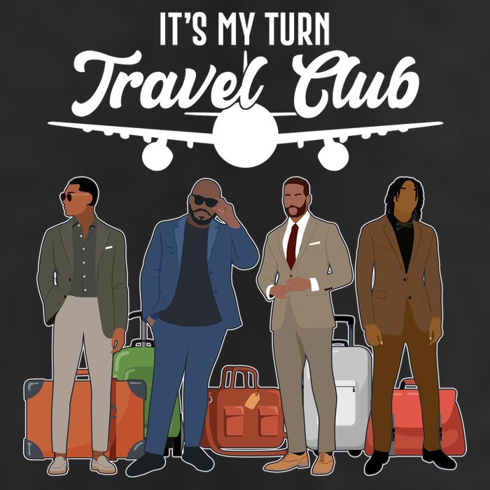 It's My Turn Travel Club Traveling Black African American Men 7 Panel Mesh Trucker Snapback Hat