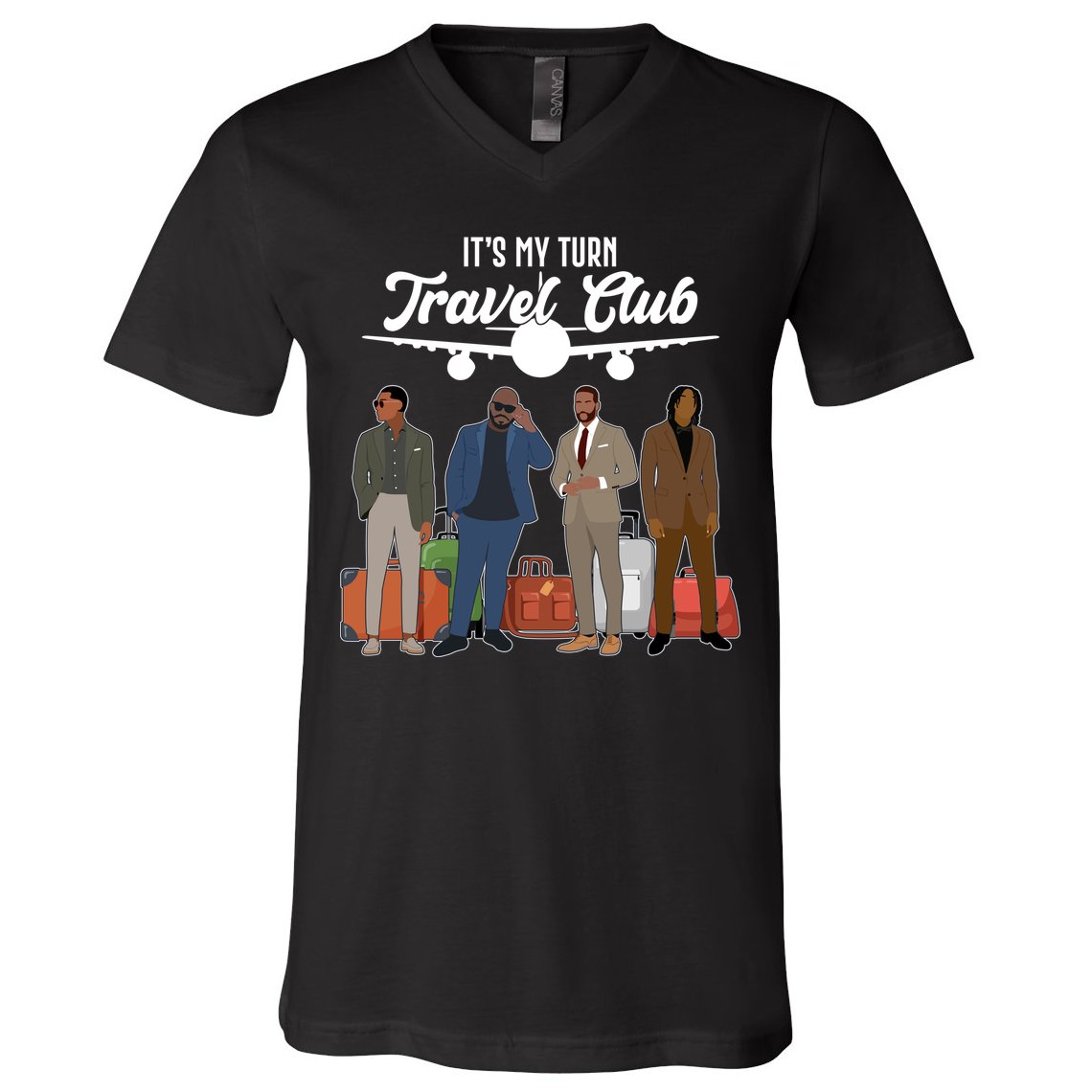 It's My Turn Travel Club Traveling Black African American Men V-Neck T-Shirt