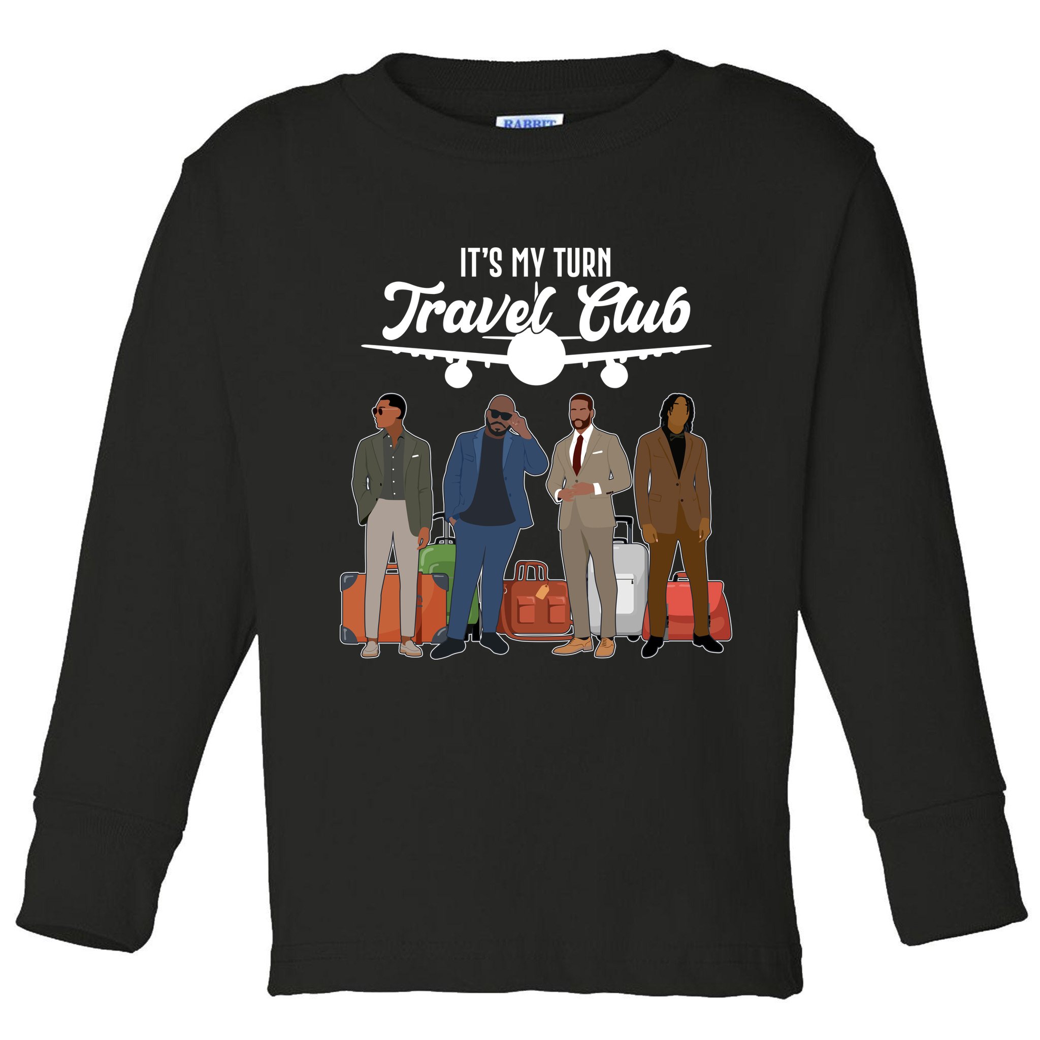 It's My Turn Travel Club Traveling Black African American Men Toddler Long Sleeve Shirt