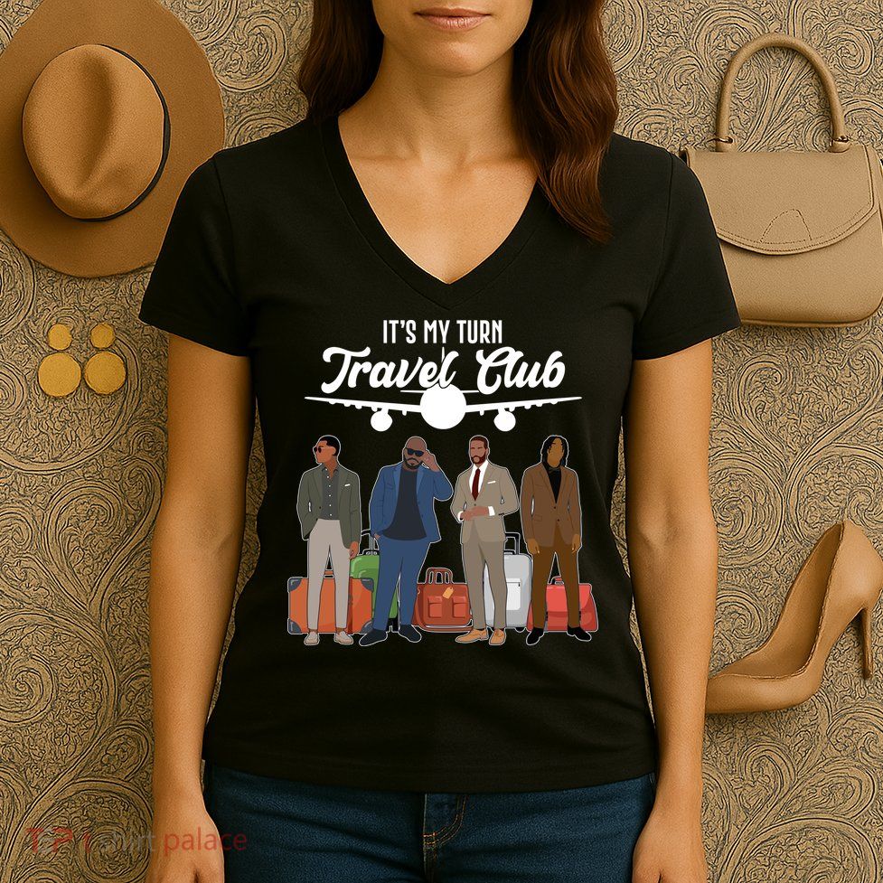 It's My Turn Travel Club Traveling Black African American Men Women's V-Neck T-Shirt
