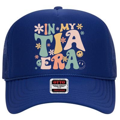 In My Tia Era Retro Groovy Funny Cool Aunt Auntie Club High Crown Mesh Back Trucker Hat