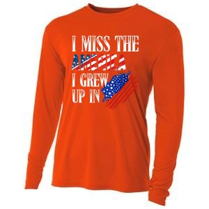 I Miss The America I Grew Up In Distress American Flag Cute Gift Cooling Performance Long Sleeve Crew