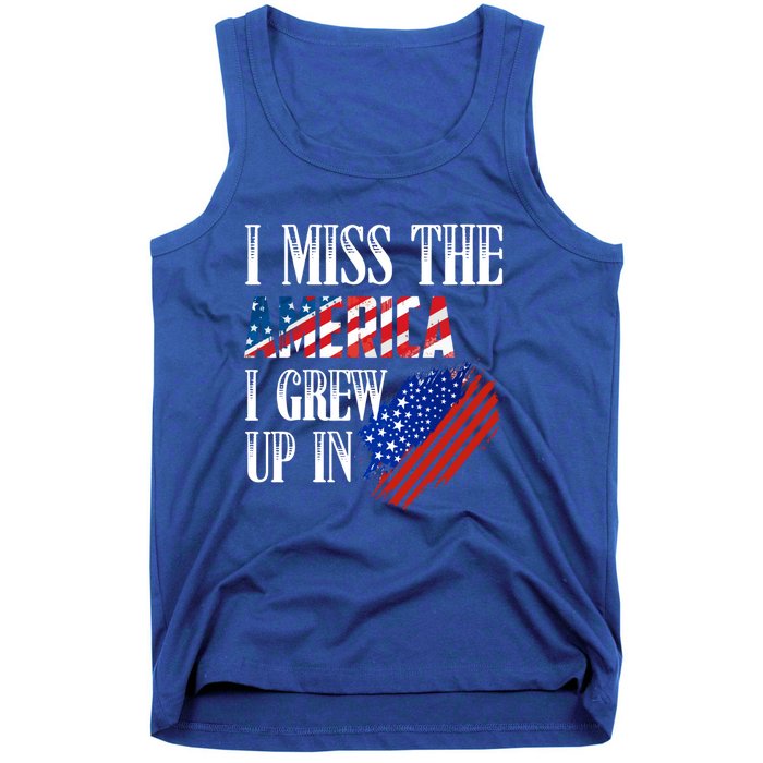 I Miss The America I Grew Up In Distress American Flag Cute Gift Tank Top