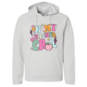 In My Teaching Era Best Teacher Appreciation Retro Groovy Performance Fleece Hoodie