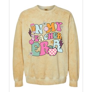 In My Teaching Era Best Teacher Appreciation Retro Groovy Colorblast Crewneck Sweatshirt