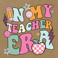 In My Teaching Era Best Teacher Appreciation Retro Groovy Cotton Canvas Backpack