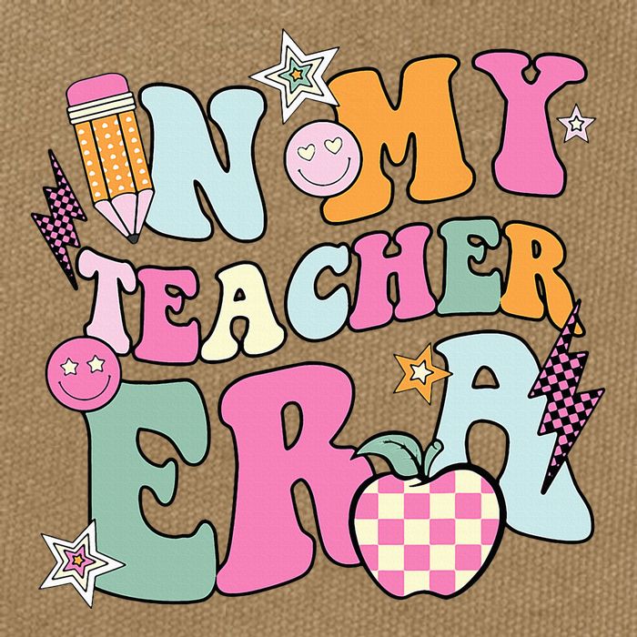 In My Teaching Era Best Teacher Appreciation Retro Groovy Cotton Canvas Backpack