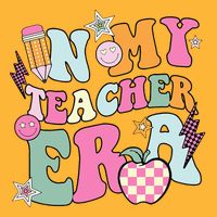 In My Teaching Era Best Teacher Appreciation Retro Groovy Pom Pom 12in Knit Beanie