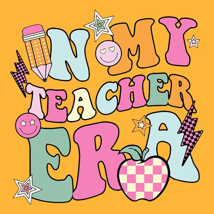 In My Teaching Era Best Teacher Appreciation Retro Groovy Pom Pom 12in Knit Beanie