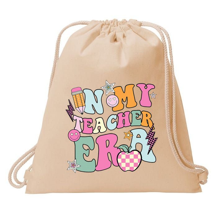 In My Teaching Era Best Teacher Appreciation Retro Groovy Drawstring Bag