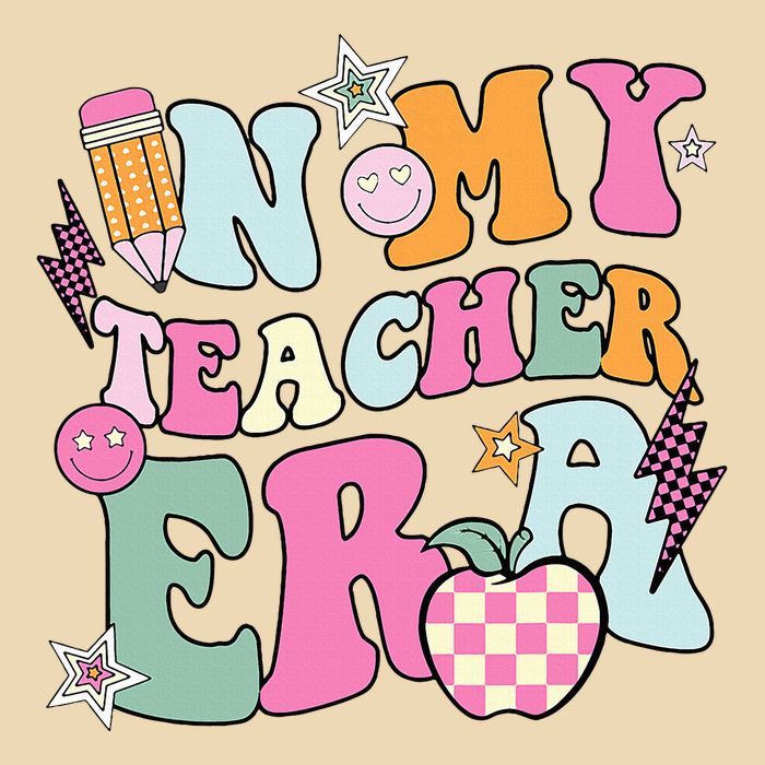 In My Teaching Era Best Teacher Appreciation Retro Groovy Drawstring Bag