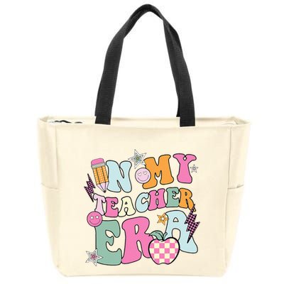 In My Teaching Era Best Teacher Appreciation Retro Groovy Zip Tote Bag