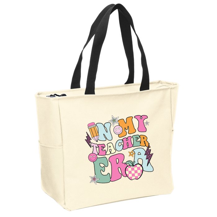 In My Teaching Era Best Teacher Appreciation Retro Groovy Zip Tote Bag