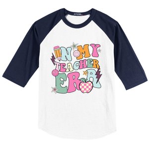 In My Teaching Era Best Teacher Appreciation Retro Groovy Baseball Sleeve Shirt