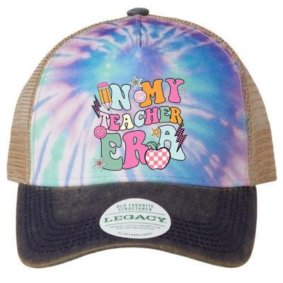 In My Teaching Era Best Teacher Appreciation Retro Groovy Legacy Tie Dye Trucker Hat