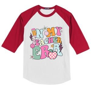 In My Teaching Era Best Teacher Appreciation Retro Groovy Kids Colorblock Raglan Jersey