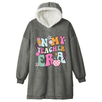 In My Teaching Era Best Teacher Appreciation Retro Groovy Hooded Wearable Blanket