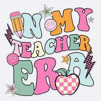 In My Teaching Era Best Teacher Appreciation Retro Groovy Sueded Cloud Jersey T-Shirt