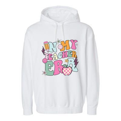 In My Teaching Era Best Teacher Appreciation Retro Groovy Garment-Dyed Fleece Hoodie