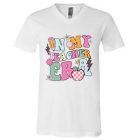 In My Teaching Era Best Teacher Appreciation Retro Groovy V-Neck T-Shirt