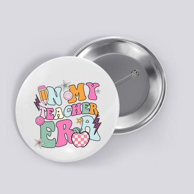 In My Teaching Era Best Teacher Appreciation Retro Groovy Button